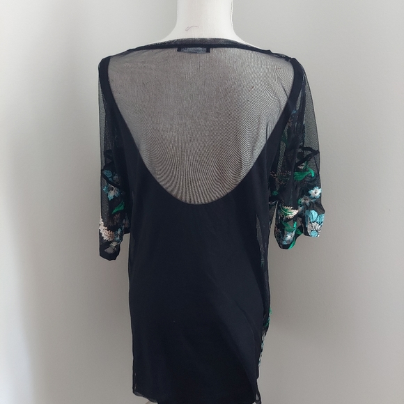 Zara Floral/Black Semi-Sheer Mini Dress - Picture 7 of 10